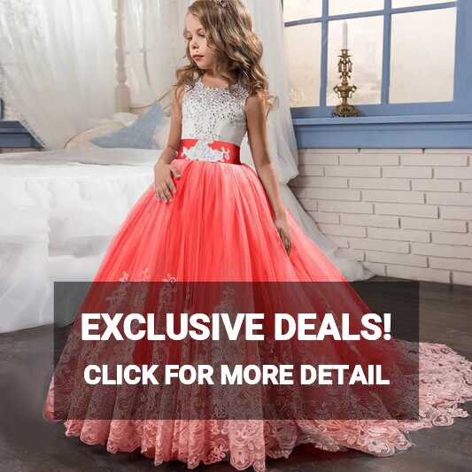 Girls fashion Princess Party Gown Girls Wedding Prom Kids ...