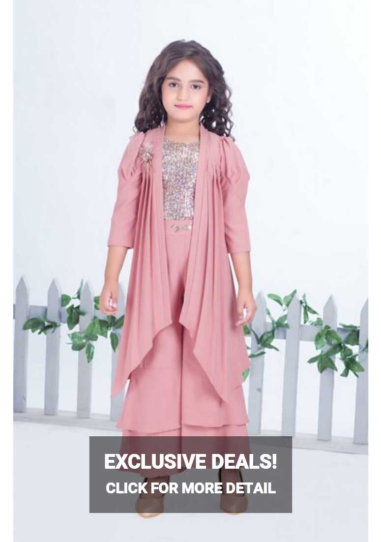 Girls indo western dress with pleated palazo pants and short shrug