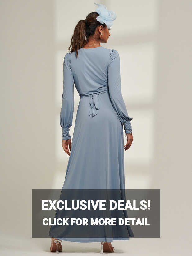 Giulia Long Sleeve Maxi Dress, Steel Blue – Jolie Moi Retail