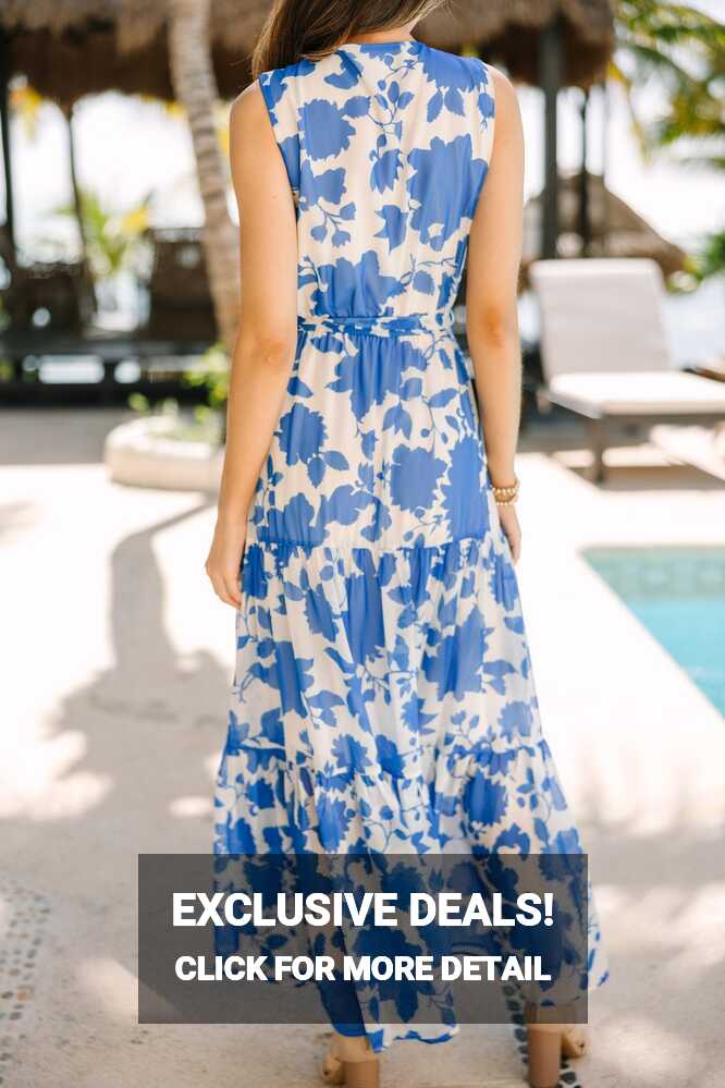 Give Your All Royal Blue Floral Maxi Dress