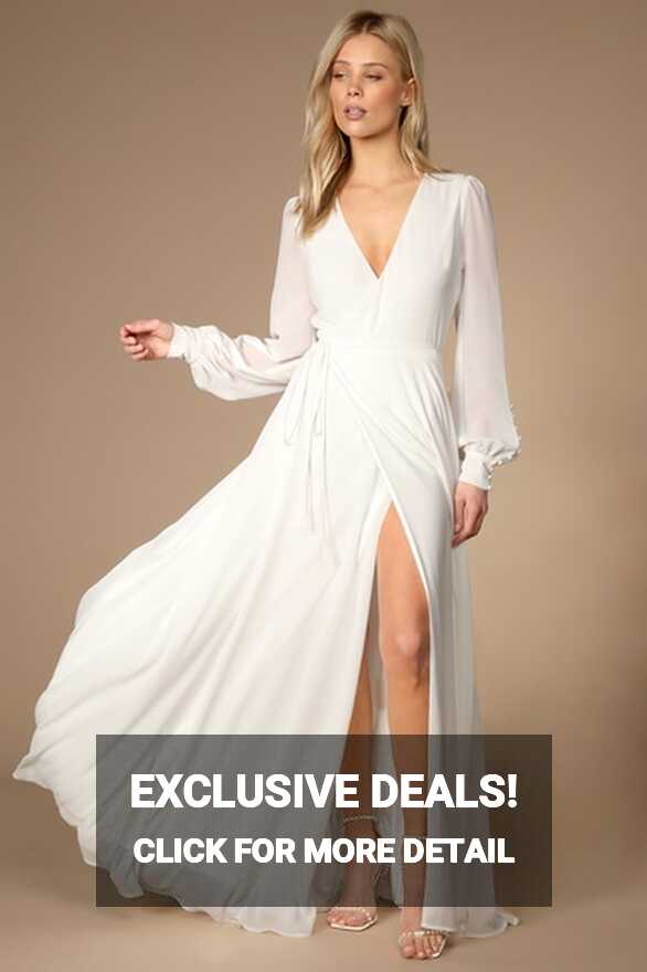 Glam White Dress - Wrap Maxi Dress - Long Sleeve Dress - Lulus