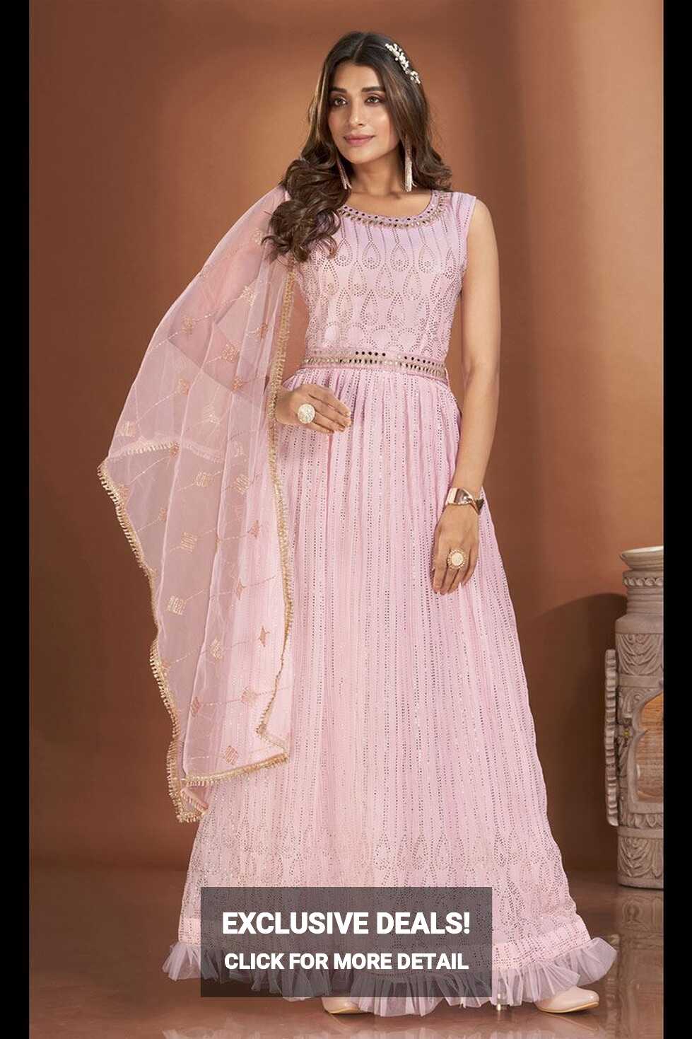 Glamorous Baby Pink Colored Designer Gown