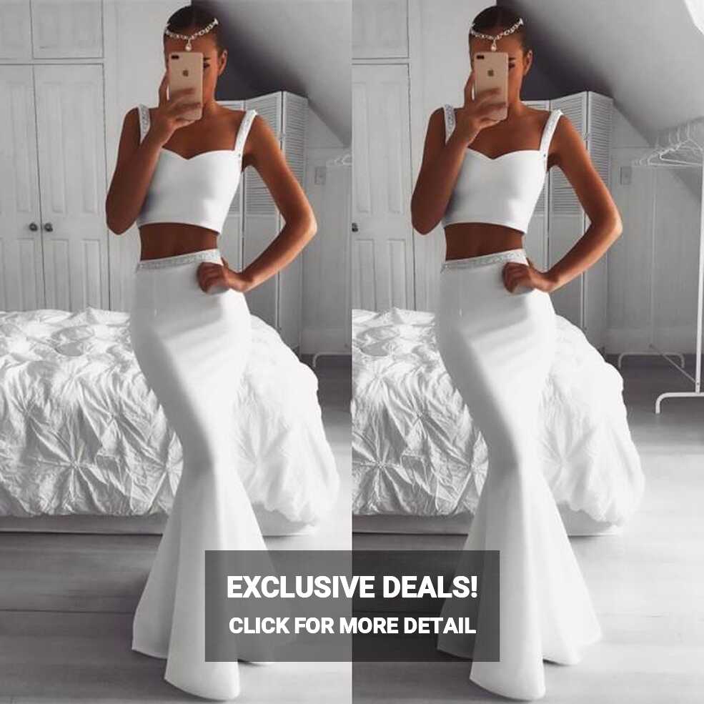 Glamorous Designer Two Piecess White Party Dresses Mermaid ...