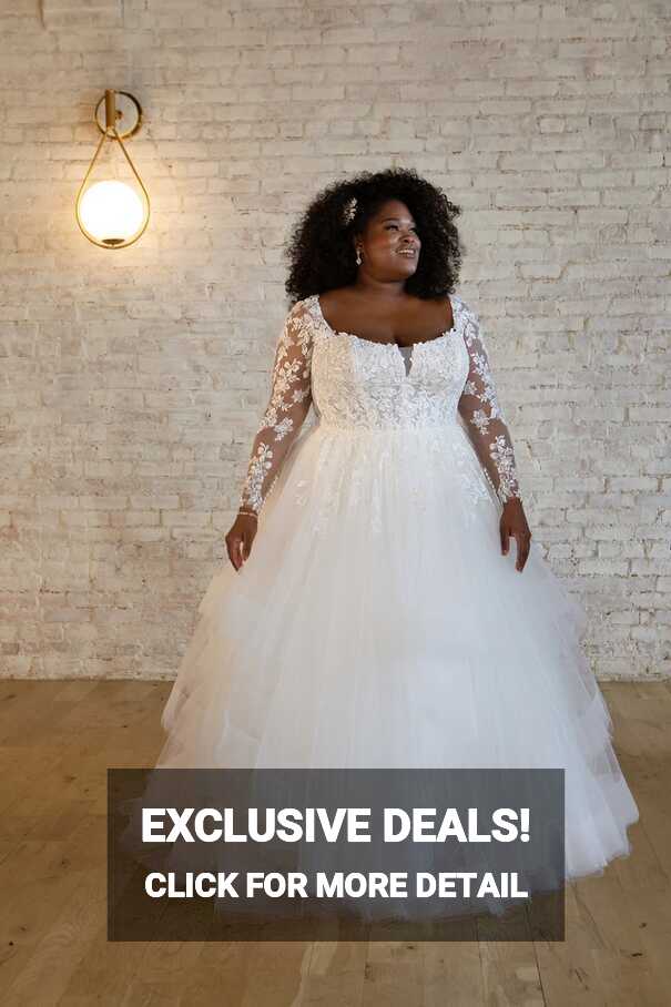 Glamorous Plus Size Fall Wedding Dress with Lace Long Sleeves ...