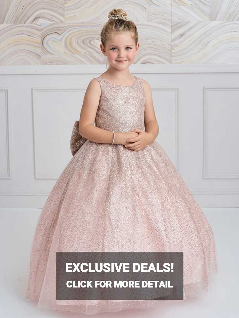 Glitter Ball Gown with Tail Rose Gold Tip Top 5804 – Sparkly Gowns