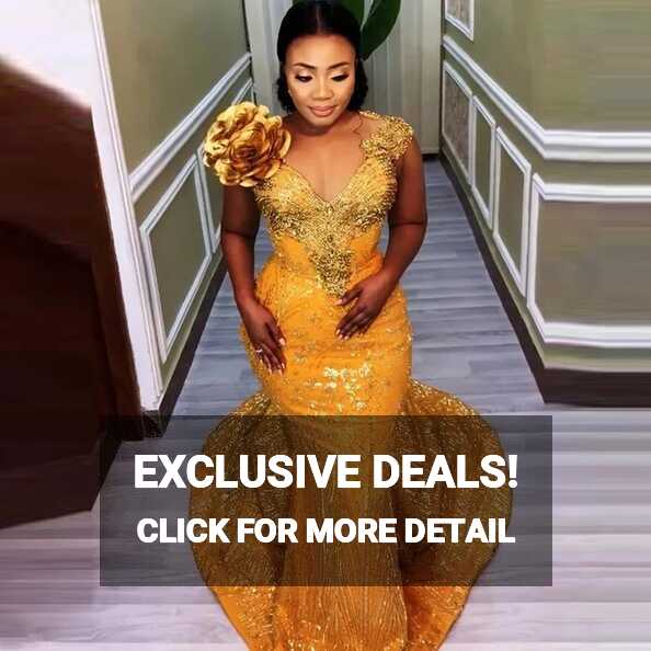 Glitter Gold Lace Aso Ebi Evening Dresses Handmade Flower Sequin ...