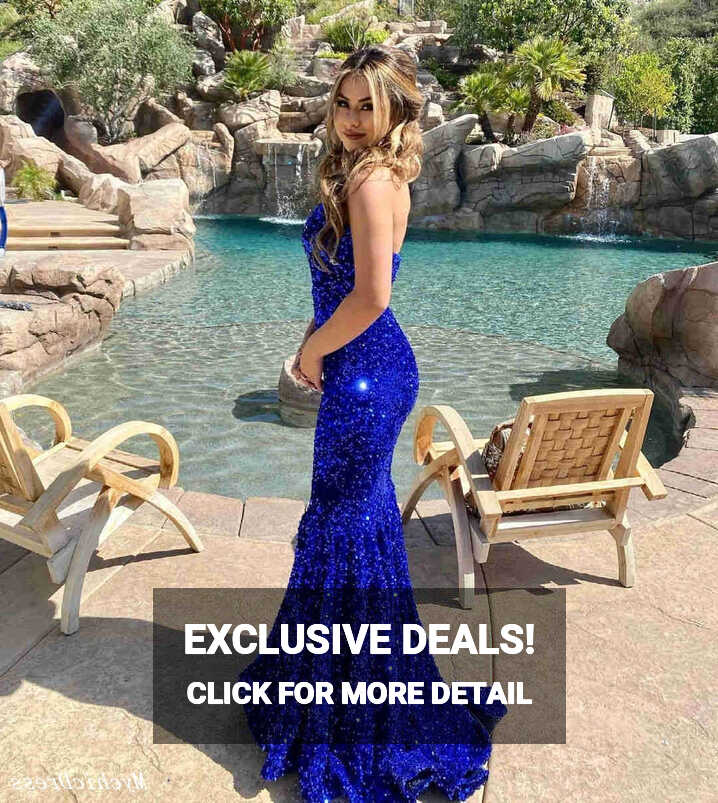 Glitter Sequin Royal Blue Prom Dresses 2024 Long Mermaid Evening ...