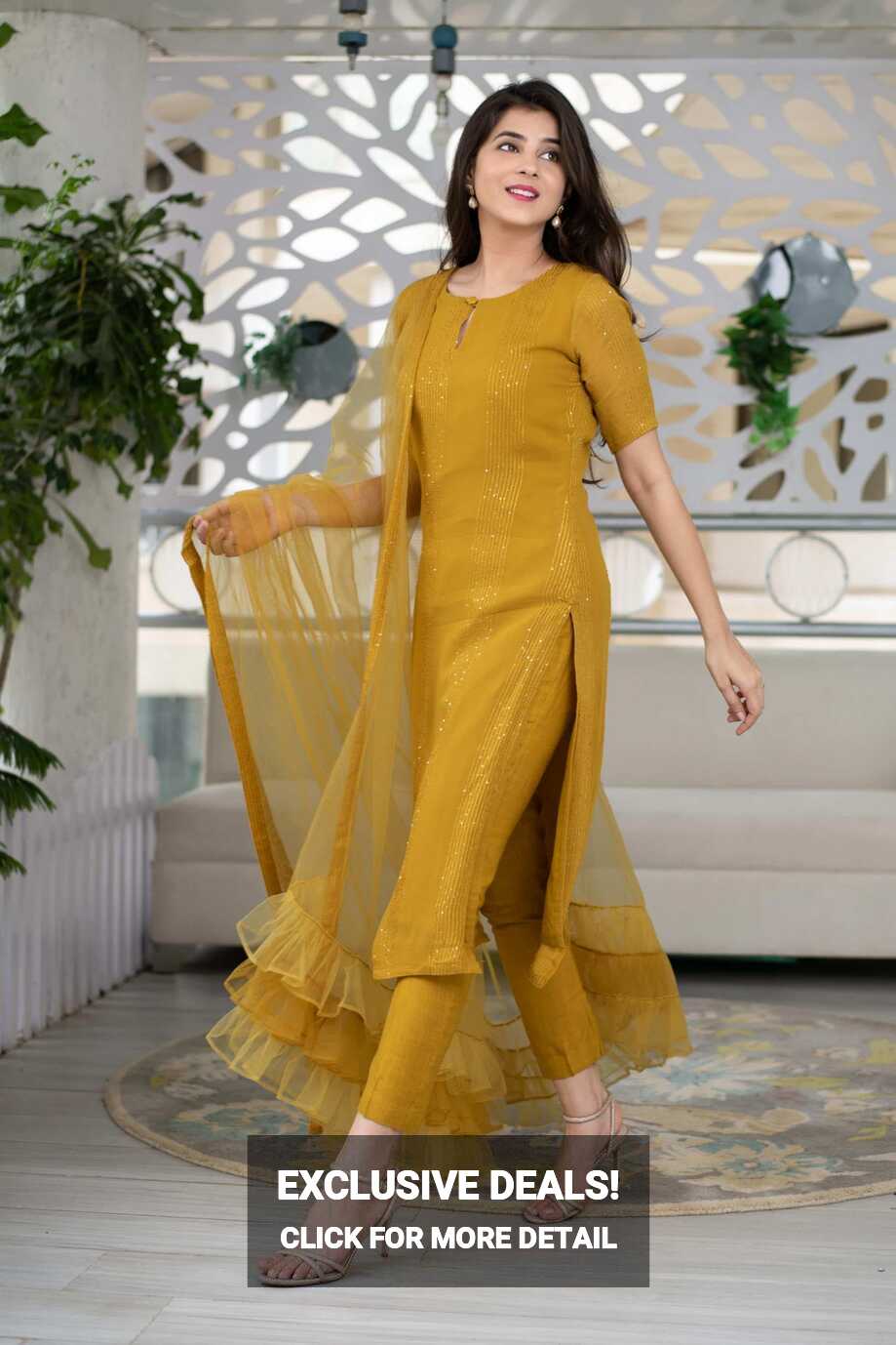 Glorious Yellow Color Heavy Rayon Sequence Work Designer Salwar Suit