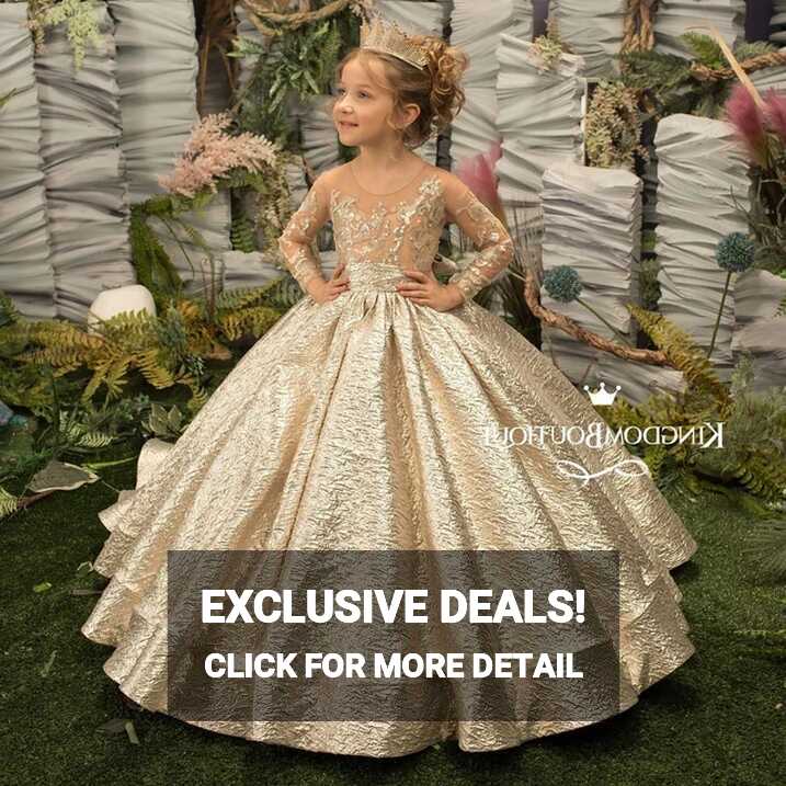 Gold Ball Gown Flower Girl Dress for Special Occasion Kids ...