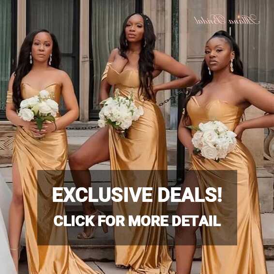 Gold Bridesmaid Dresses 2024 for African Women Sweetheart Wedding ...