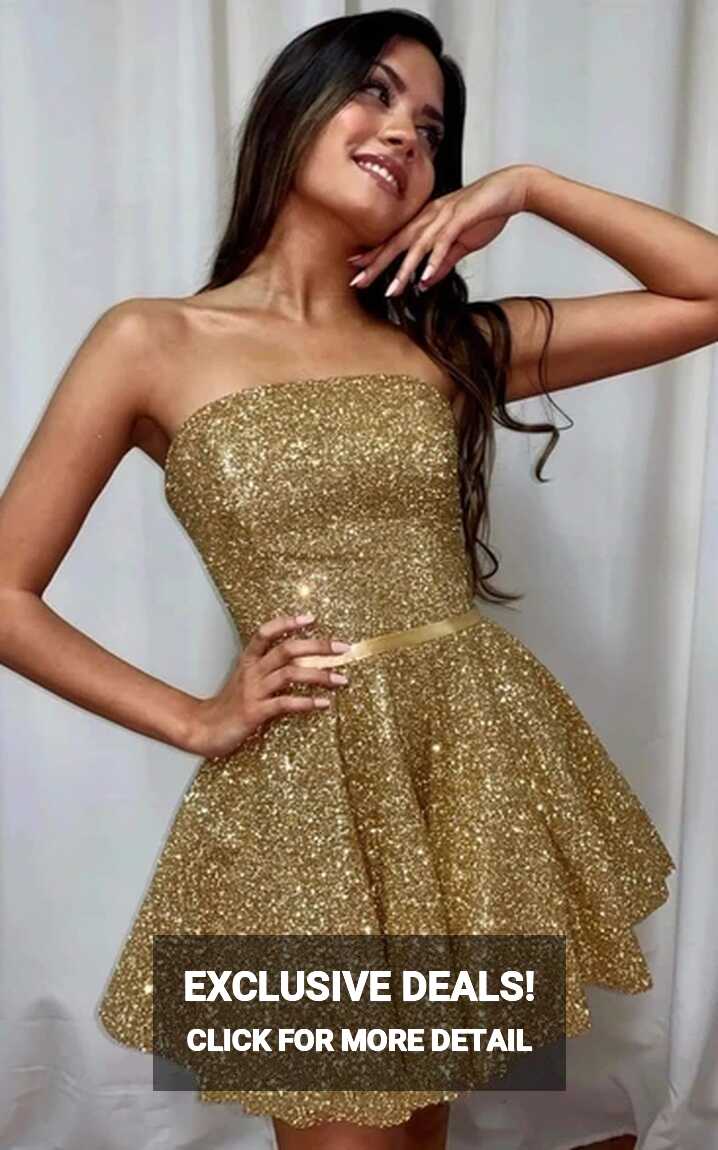 Gold Color Cocktail Gowns | Gold Party Dresses - UCenter Dress