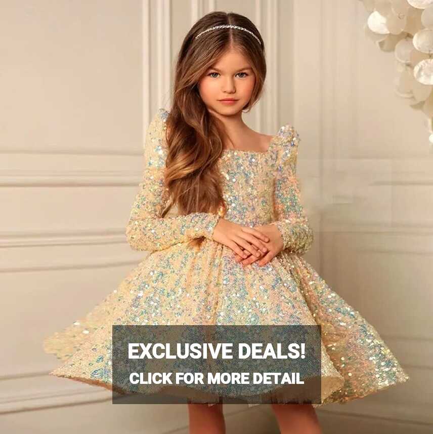 Gold Elegant Dresses For Girls 1T-14T Baby Lush Princess Girl ...