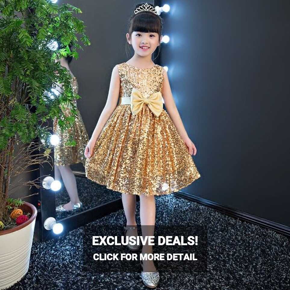 Gold Girls graduation Party Dress Christmas 2023 Sequin Evening ...