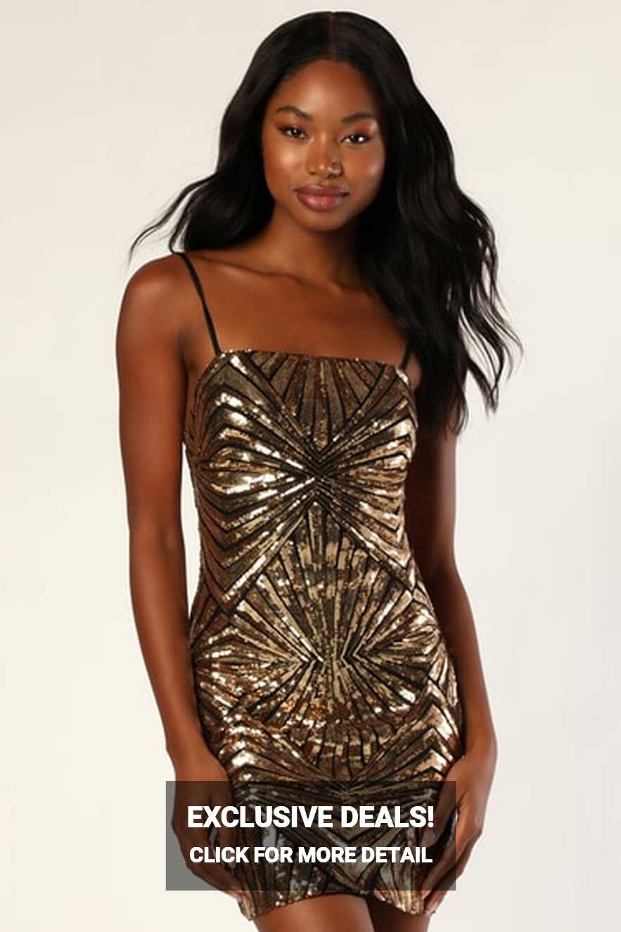 Gold Mini Dress - Gold Sequin Dress - Bodycon Mini Dress - Lulus