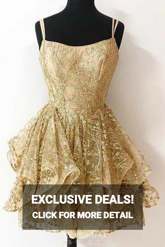 Gold Short homecoming Dresses Glitter Cocktail Party Dress, Mini ...