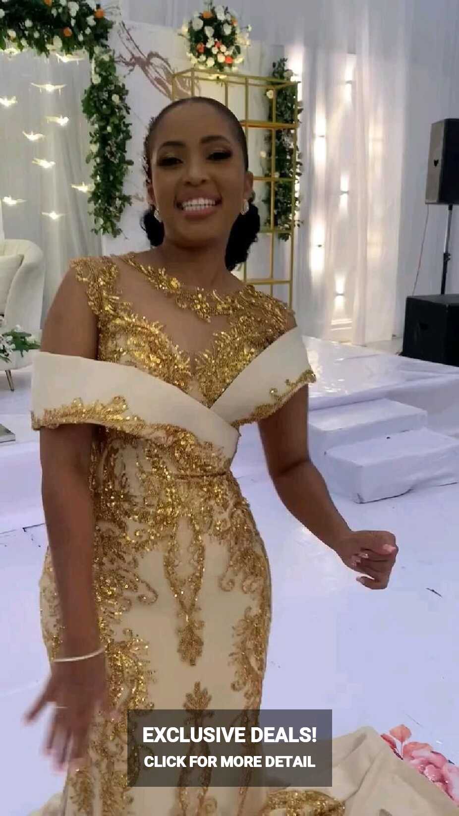 Gold Wedding Reception Dress | Nigerian Bridal Robes