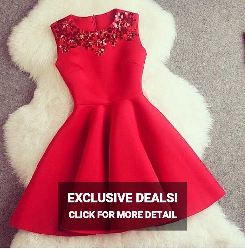 Gorgeous A Line Red Short Dress With Sequins, Red Dresses ...