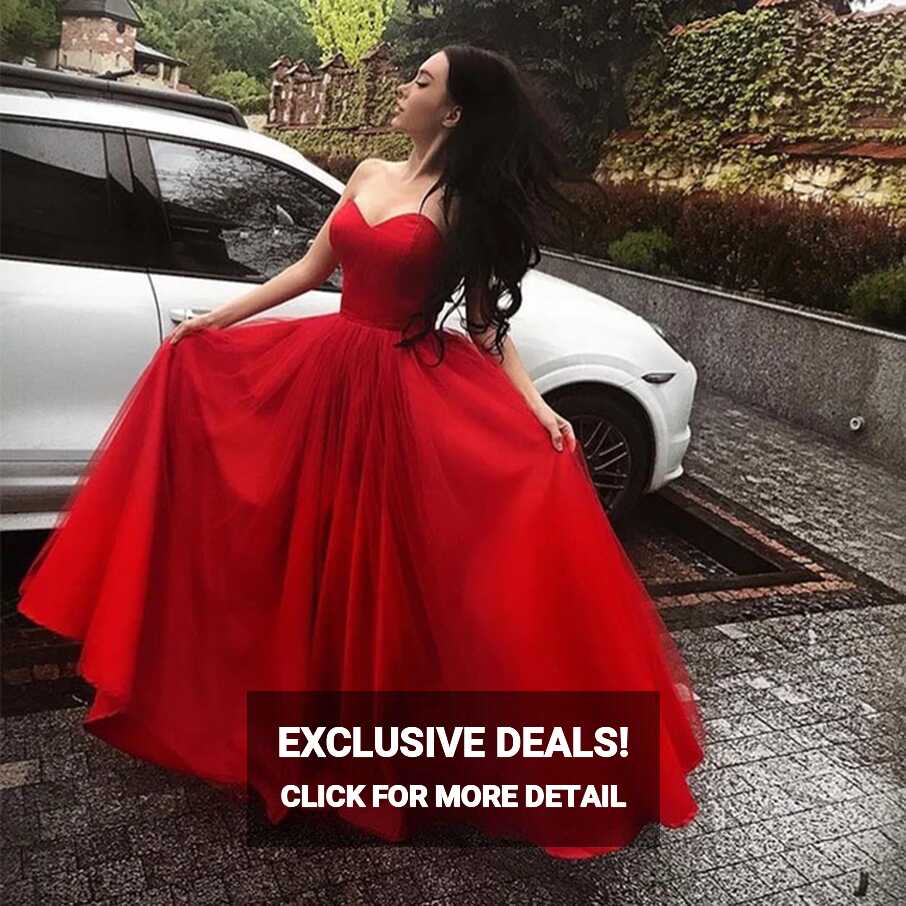 Gorgeous A-line Prom Dresses Sweetheart Neckline Simple Red ...