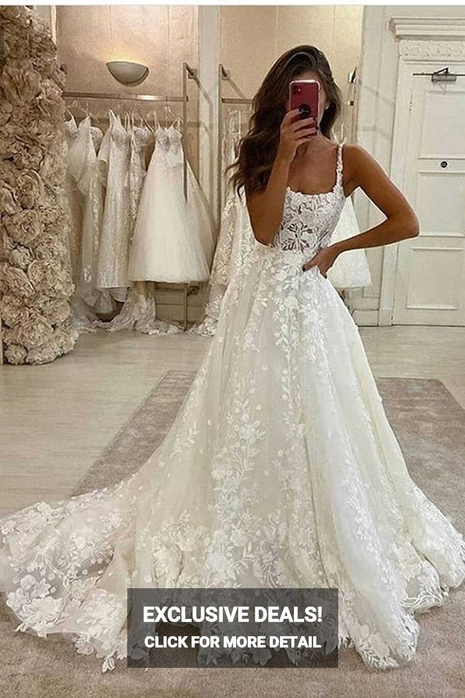 Gorgeous Ball Gown Scoop Neck Open Back Lace Wedding Dresses ...