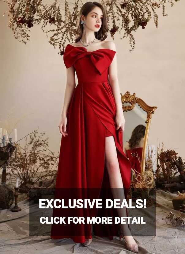 Gorgeous Red Off Shoulder Bowknot Evening Dresses Banquet Prom ...