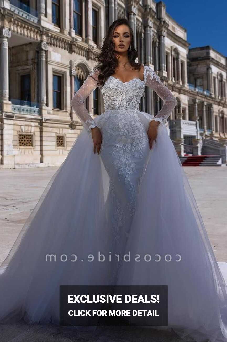 Gorgeous Sweetheart Long Sleeve Lace Mermaid Wedding Dress With ...