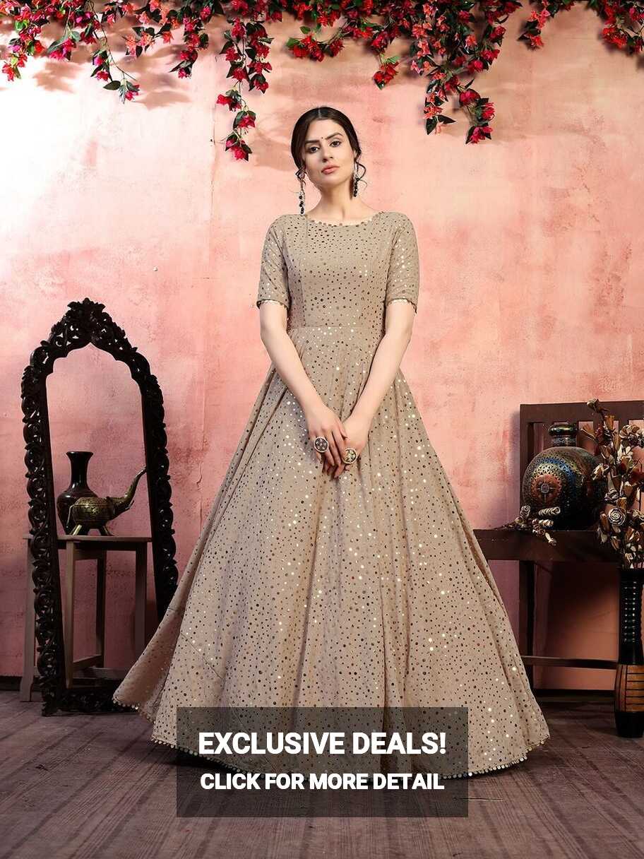 Gown Beige Color Pakistani Indian Wedding Party Wear Dress ...