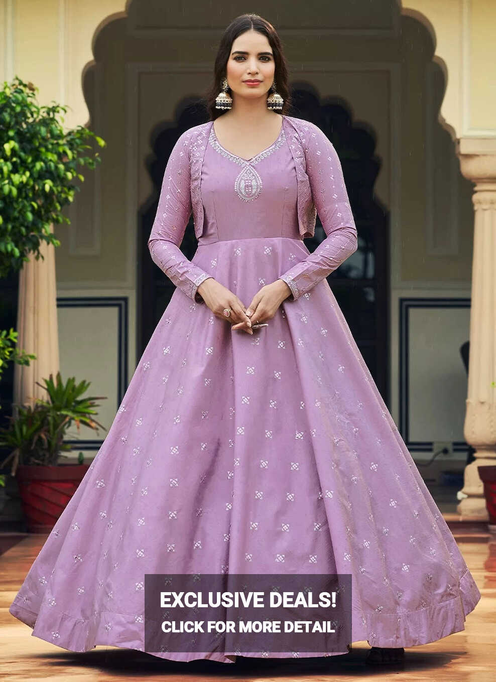 Gown Design 2022 | Light Purple Cotton Anarkali Dress Style Gown ...