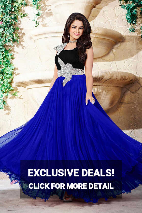 Grab the stylish, Blue Georgette Long Prom Dresses Gown – DMV15000