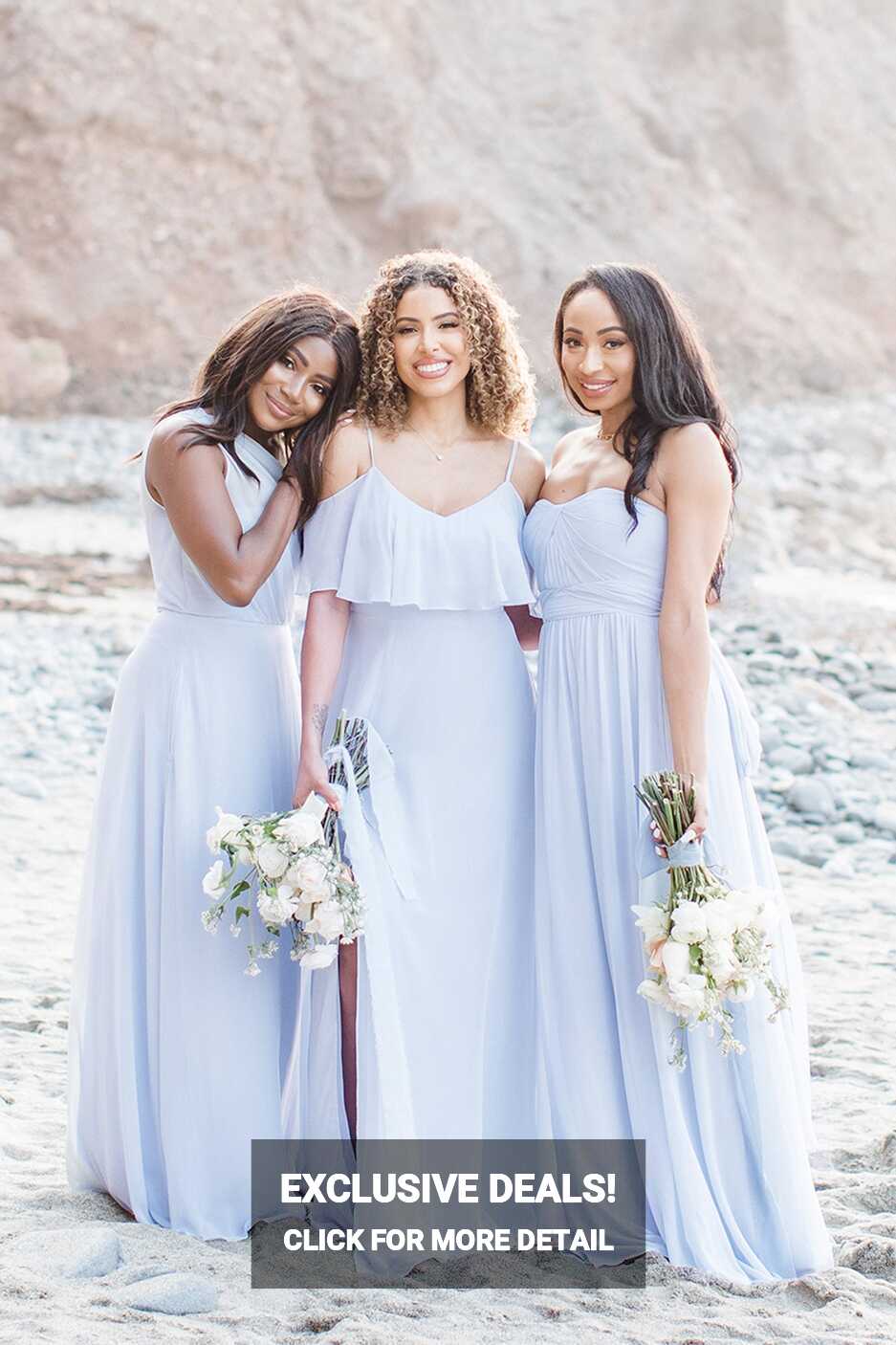 Grace Convertible Chiffon Bridesmaid Dress in Ice Blue | Birdy Grey