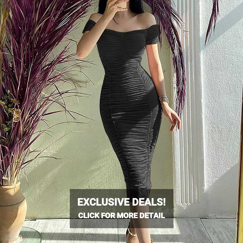 Graduation Dress 2024 Womens Elegant Party Dress Bodycon Ruched ...