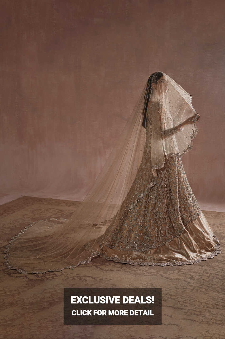 Grand Champagne Gold Reception Bridal Gown (D-01) – Ammara Khan