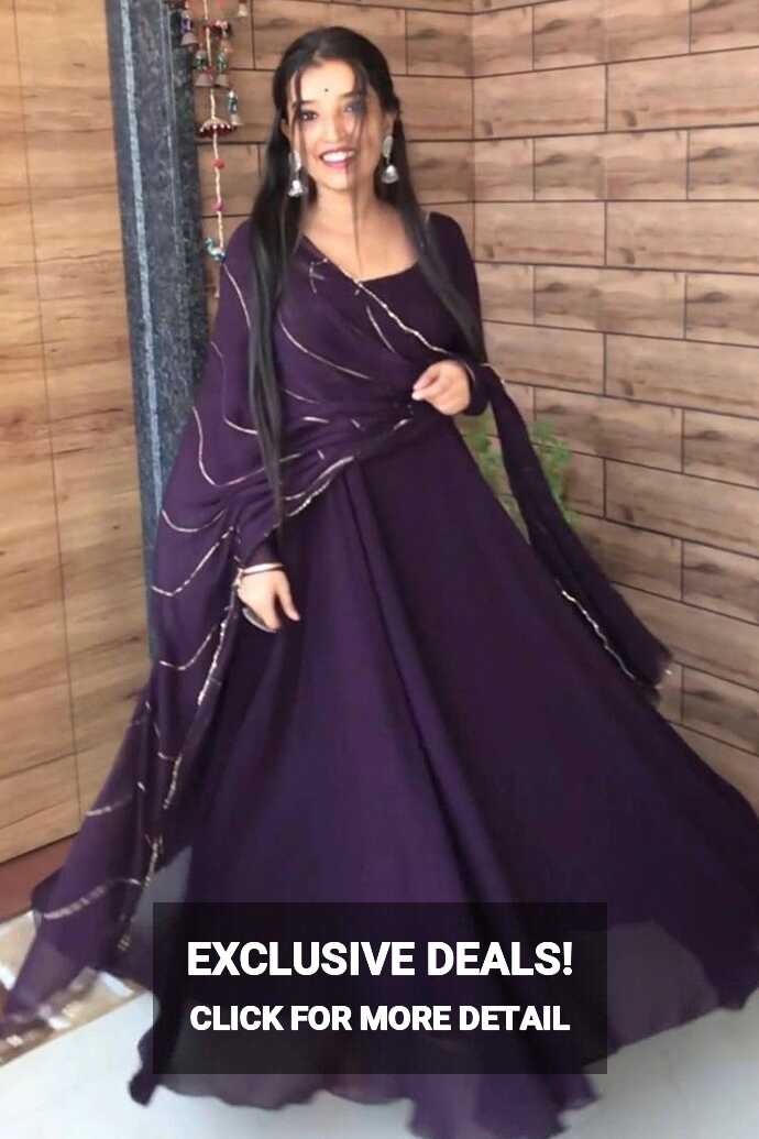 Grape Purple Heavy Georgette Anarkali Style Plain Gown