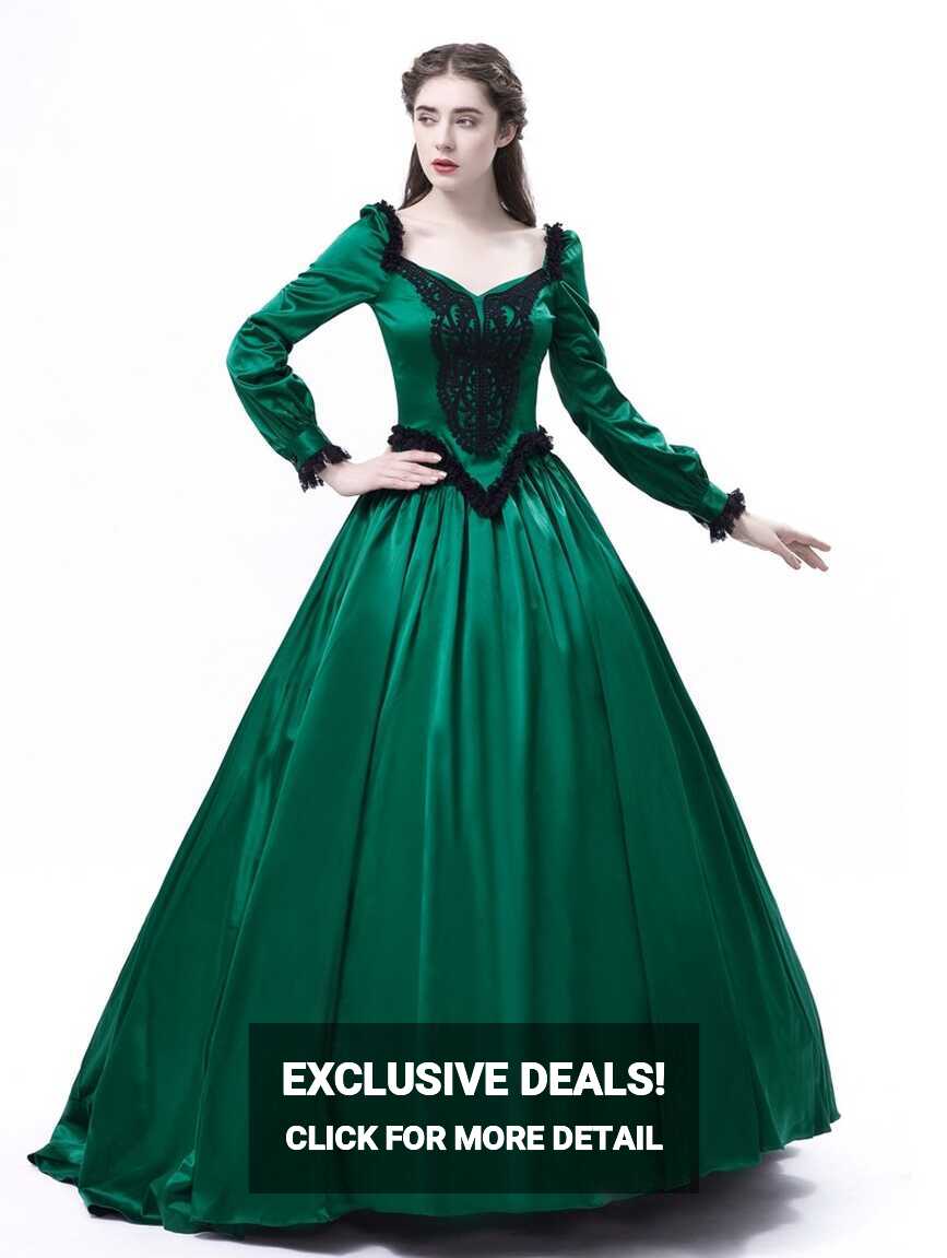 Green Ball Princess Victorian Masquerade Dress D3005 - D-RoseBlooming