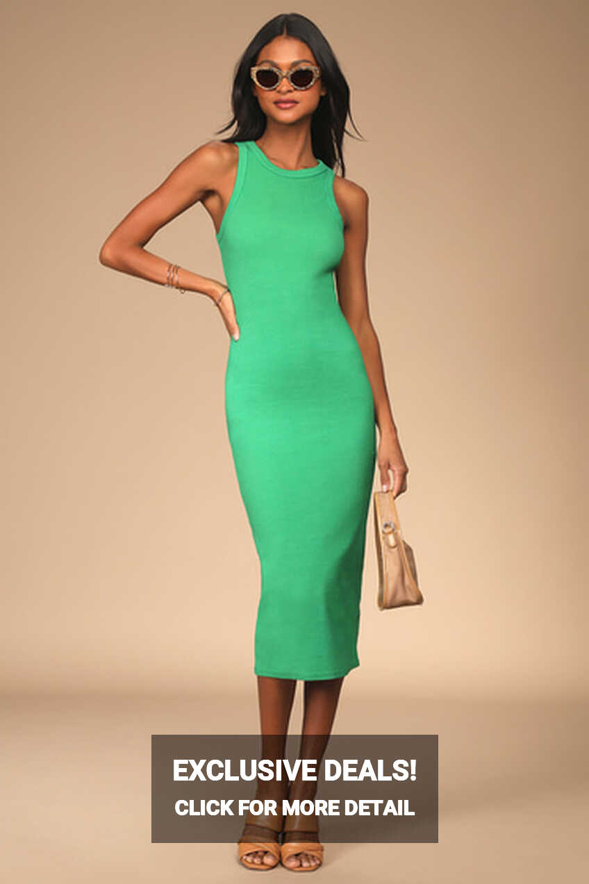 Green Bodycon Dress - Bodycon Midi Dress - Sleeveless Bodycon - Lulus