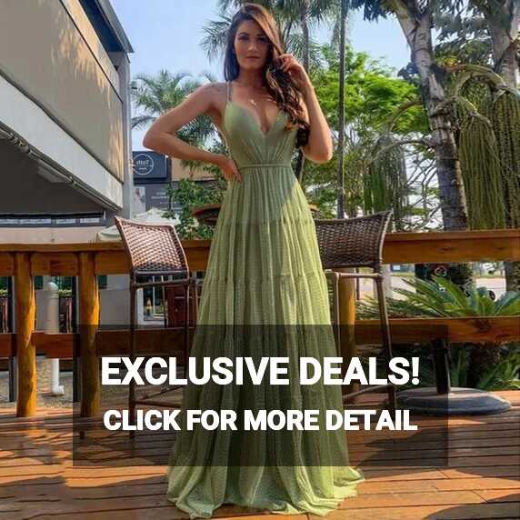 Green Dot Tulle Halter V-Neck Formal Spaghetti Strap A-Line ...