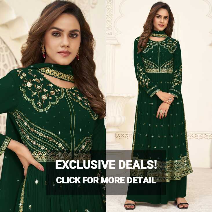 Green Embroidered Georgette Naira Cut Suit