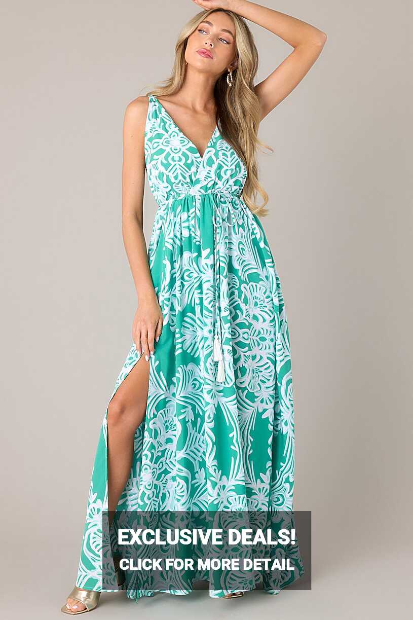 Green Floral Print Maxi Dress - All Dresses | Red Dress