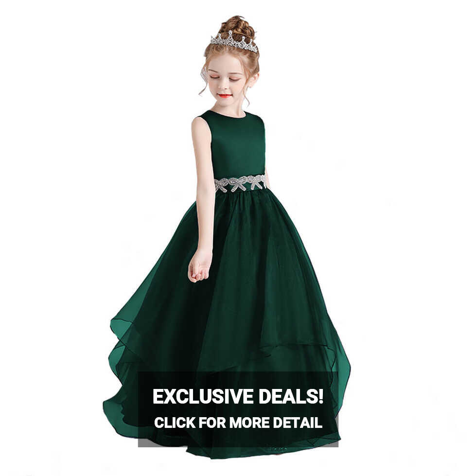 Green Flower Girl Ball Gown Dress | Junior Bridesmaid