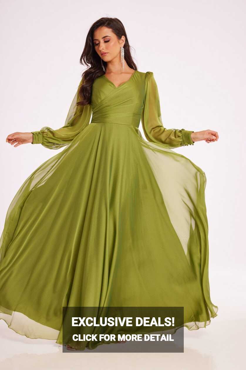 Green Long Sleeve Maxi Dress - Sale from Yumi UK