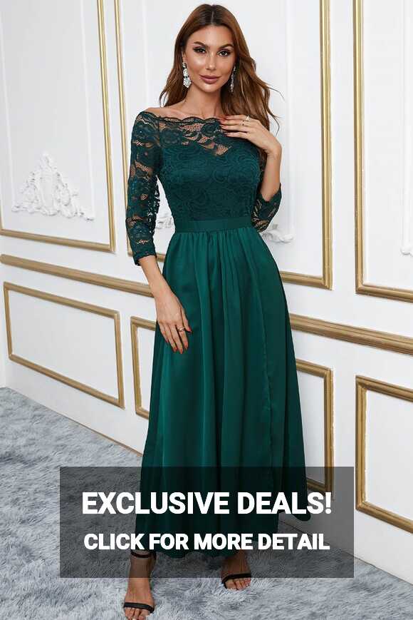 Green Polyester + Spandex Women Party Evening Dress, Age Group ...