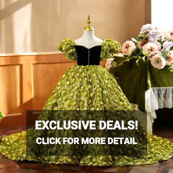 Green Princess Princess Evening Gown With 3D Handmade Lace ...