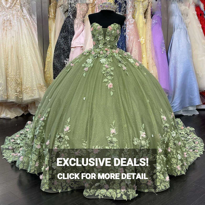 Green Quinceanera Dresses Princess Ball Gown 3D Flowers Party ...