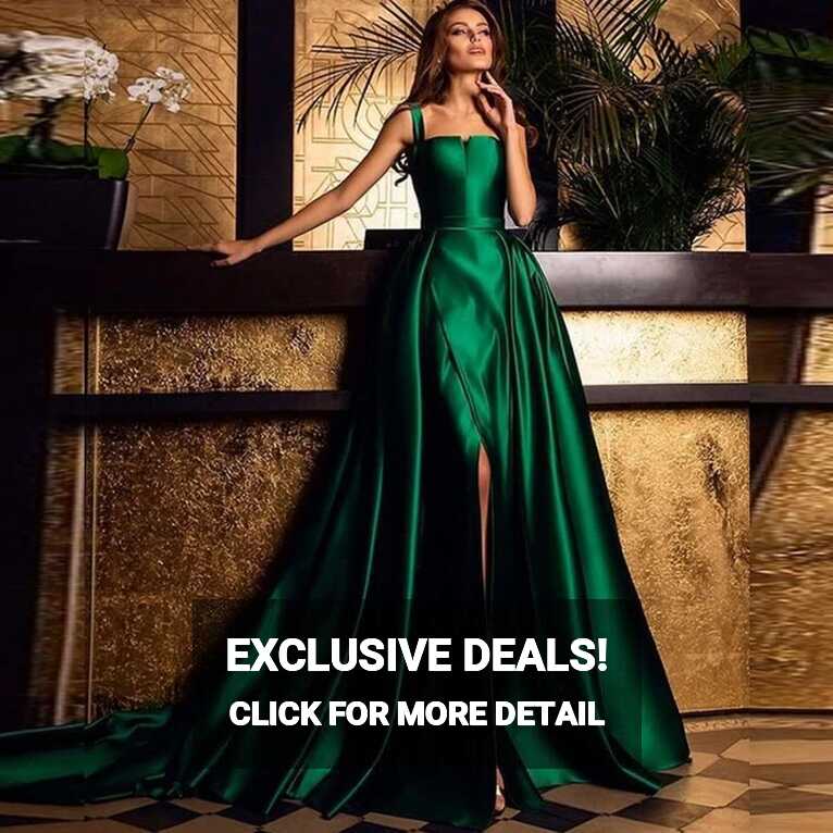 Green Satin Detachable Skirt | Satin Evening Dress | Satin Party ...