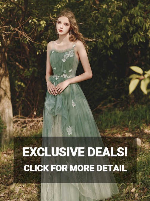 Green Tulle Floral High Low Prom Dresses, Green Tulle Floral High ...