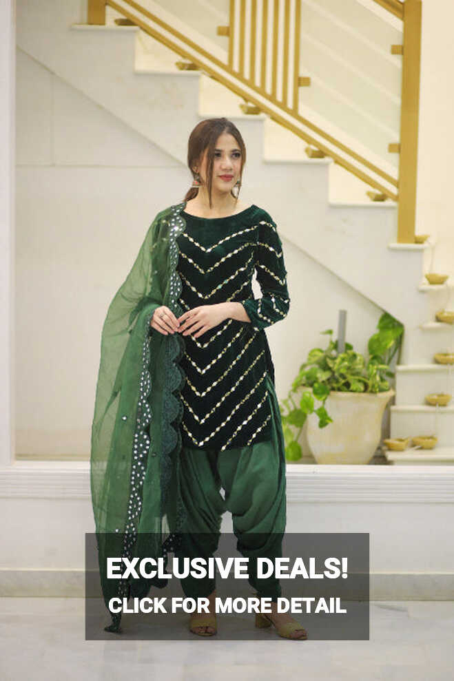 Green Velvet Mirror Salwar Suits Designs – TheDesignerSaree