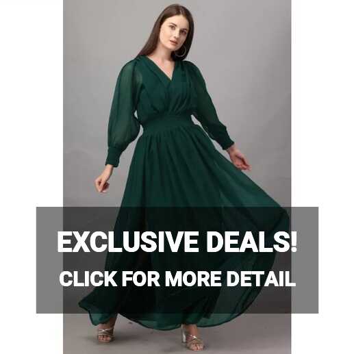 Green georgette plain gown