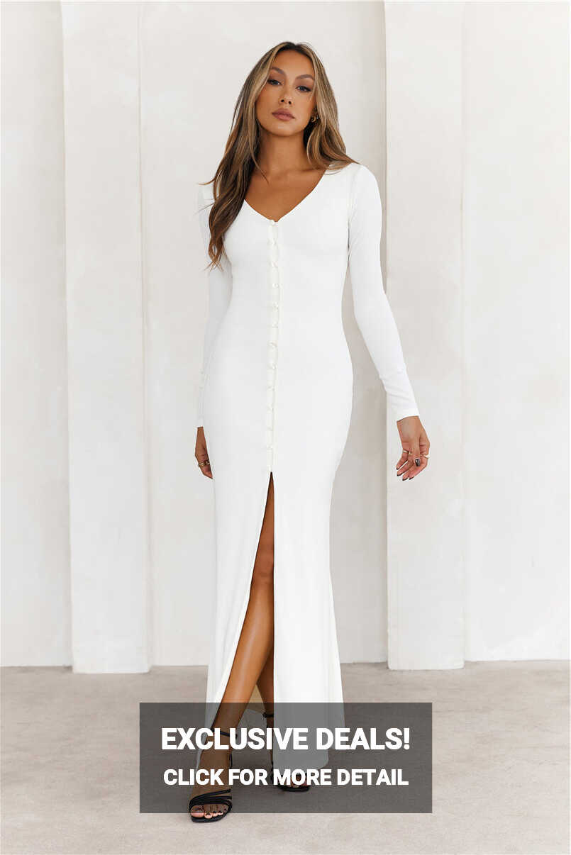 HELLO MOLLY Your Style Guide Long Sleeve Maxi Dress White | Hello ...