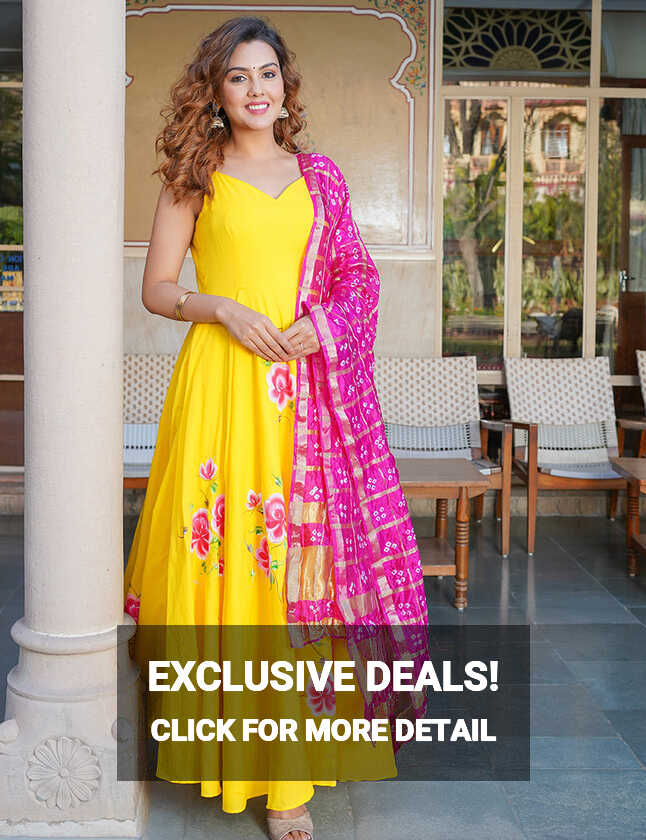 Haldi Ceremony Sleeveless Dress with Dupatta Set (2 Nos in 1 Set ...