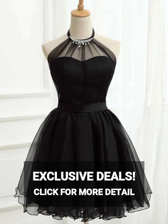 Halter Neck Short Black Prom Dresses, Short Black Graduation ...