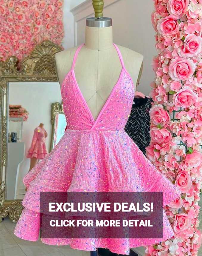 Halter Pink Prom Dresses Short Mini Dresses Robes De Cocktail ...